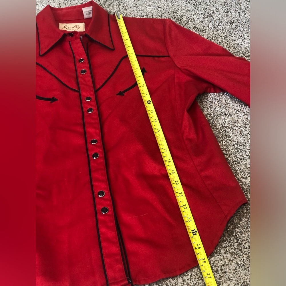 Scully Red Pearl Snap Button Down Sz L - image 5